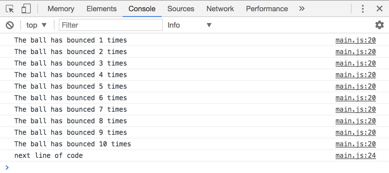 The loop runs twice. After ten times, the condition evaluates to false.